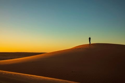 Person being in the desert